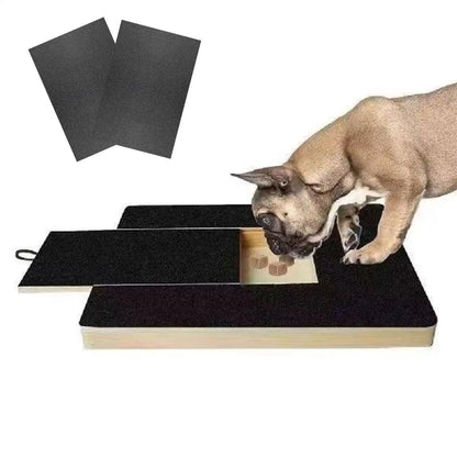 PawScrub Pro – Hunde-Kratzbrett aus Holz mit Leckerli-Box & Schleiffläche für Spiel & Pflege