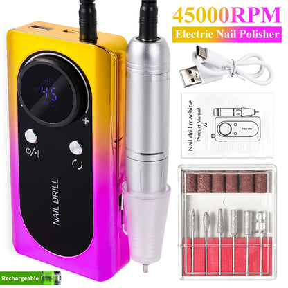 NailDrill Pro 45K – Tragbare, wiederaufladbare & geräuscharme Nagelbohrmaschine für Gel & Acry
